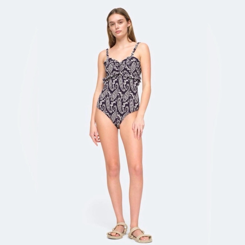 SEA NY Maternity Navy Paisley One-Piece Swimsuit - Women medium